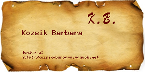 Kozsik Barbara névjegykártya